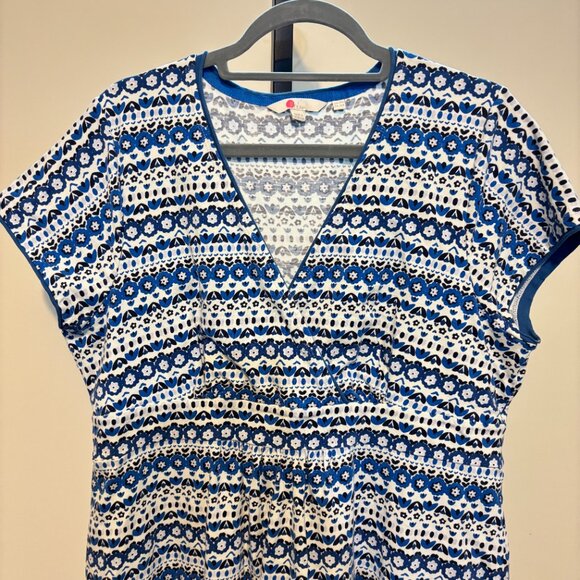 Boden Casual Jersey Short Sleeve Surplice Blue Floral Dress - Picture 4 of 10